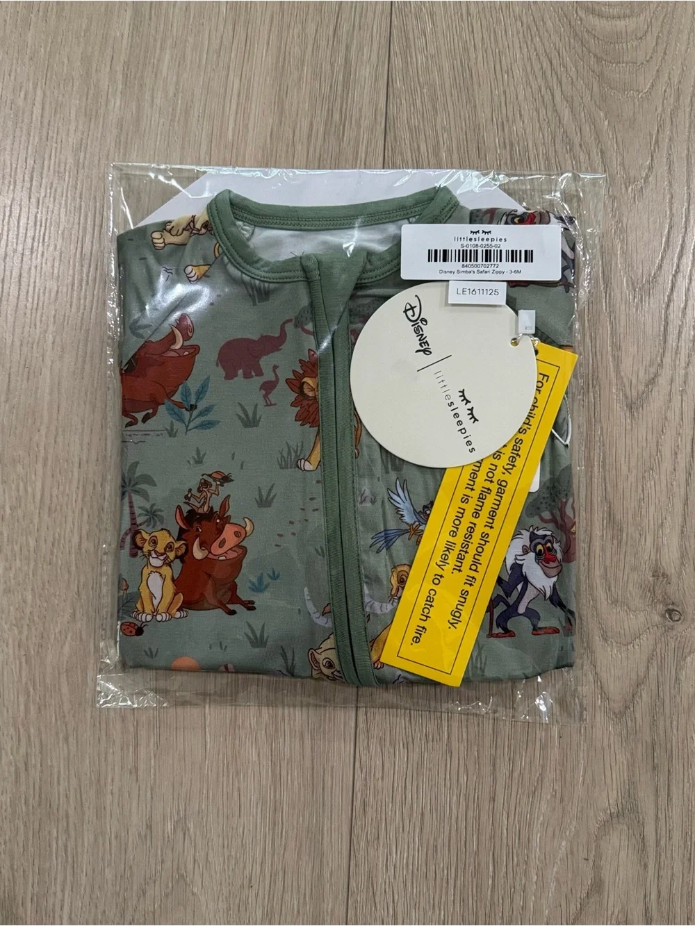 NIB Little Sleepies Disney Simba's Safari Zippy - Size 3-6M